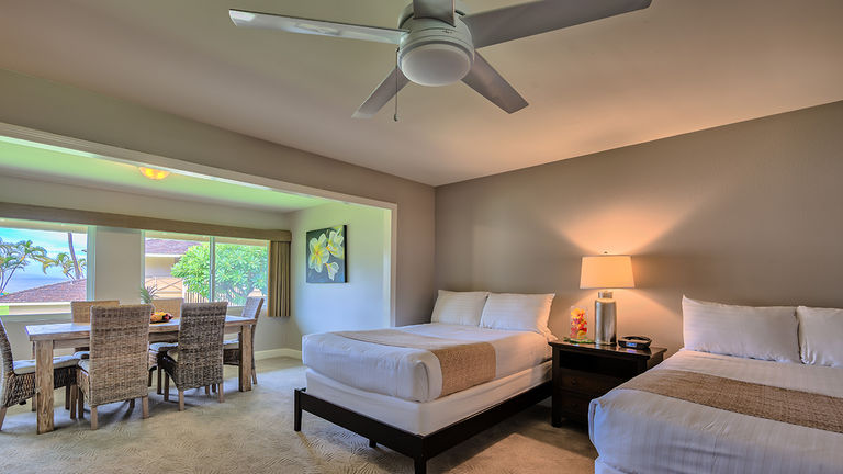 Royal Lahaina cottages have been fully renovated with furnishings evoking a contemporary Hawaii ambiance.