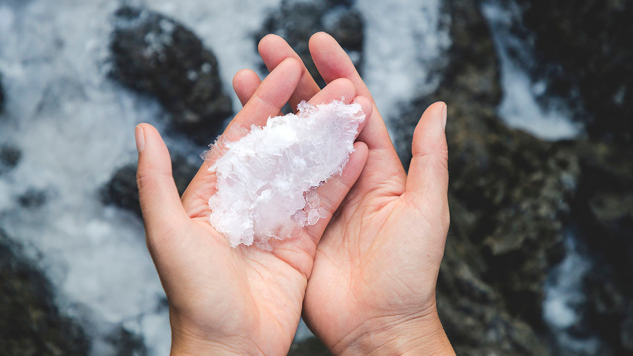 During the walk, clients scoop up deposits of delicate sea salt.