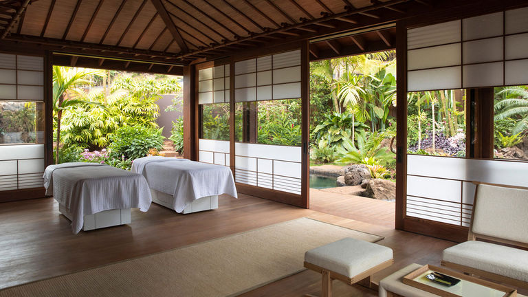 The 10 private spa cottages create serene settings for customized body treatments at Four Seasons Lanai at Koele.