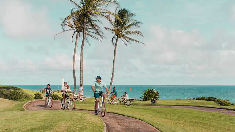 On a guided bike tour, Timbers Kauai guests can experience the resort's trail system and learn about native plants and wildlife.