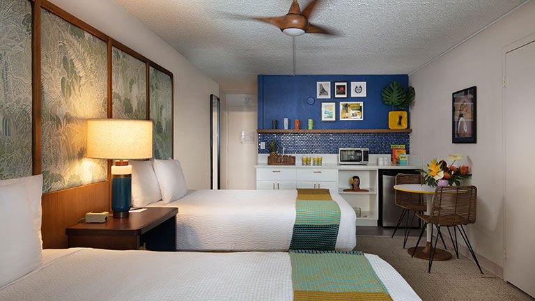 All guestrooms have a patio or balcony, a wet bar, a microwave and a fridge.