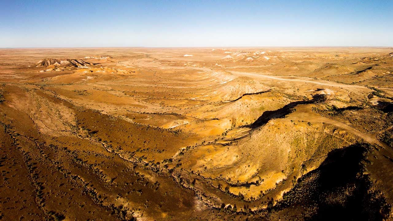 The Breakaways, a scenic lunar landscape surrounding Coober Pedy, is a protected conservation park in South Australia.