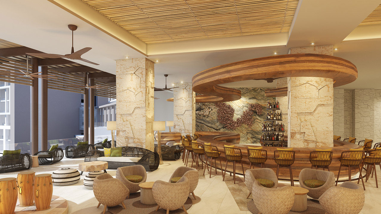 A rendering of Hyatt Ziva Cap Cana’s lobby bar