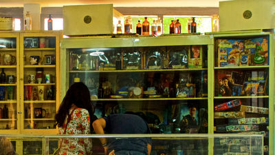 The creative team at the museum purchased 1940’s pharmacy furniture to create this “toy habitat.”  // © 2015 Museo del Juguete Antiguo