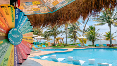 Margaritaville Island Reserve Riviera Cancun borders the Caribbean Sea.