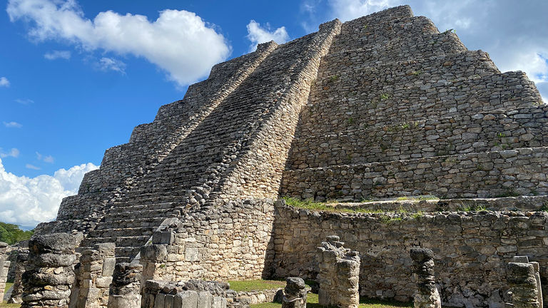 The ruins of Mayapan show one of the last inhabited Maya cities.