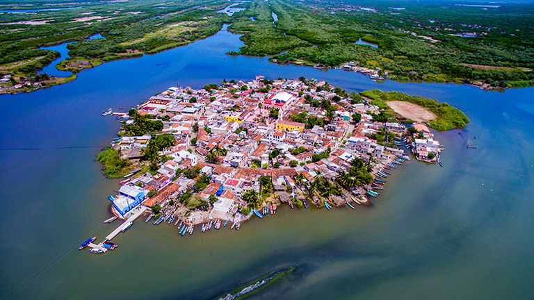Mexcaltitan is an island village accessible only by boat.