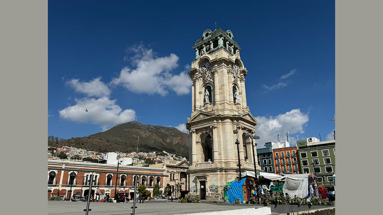 A 132-foot clock tour is in downtown Pachuca, Mexico, within the Mexican state of Hildago.