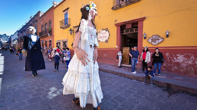 Mojigangas, larger-than-life characters, are part of the celebration of the city’s patron saint, San Michael the Archangel.