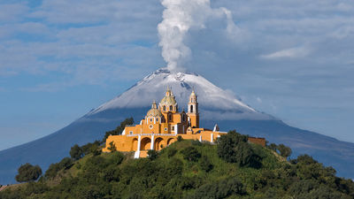 Cholula, located just west of Puebla, is known for its Great Pyramid.