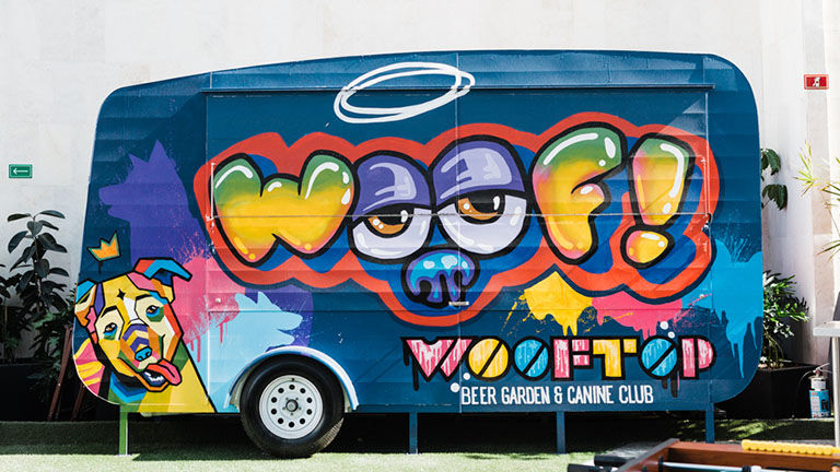 The hotel has a pet-friendly Wooftop Beer Garden and Canine Club.