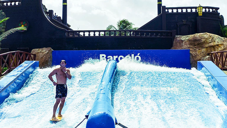 The Barcelo resort complex features a surf pool, among many other activities.