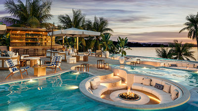 Cielo rooftop bar at Maykana Beach Club features firepits and ocean views.