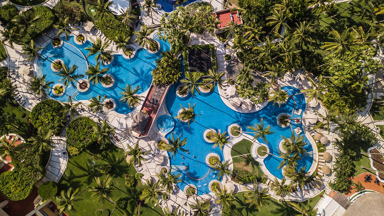 The Tlaquepaque Pool at The Westin Resort & Spa, Puerto Vallarta is a massive, free-form swimming structure.