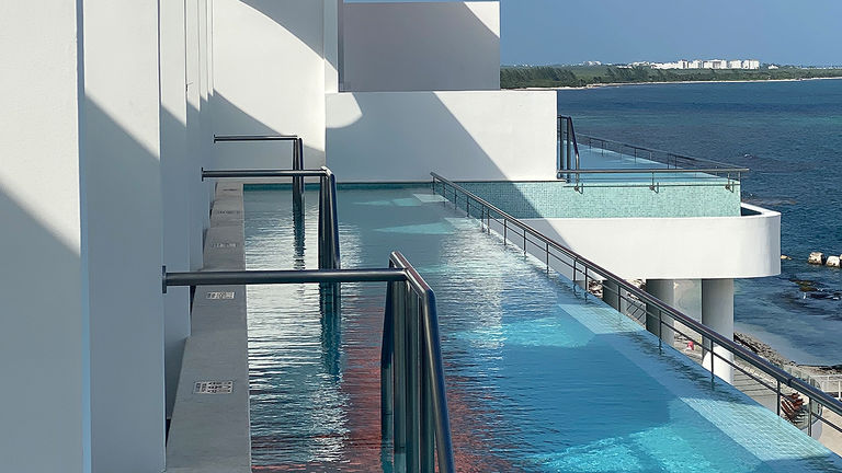 Infinity plunge pools are found outside each guestroom.