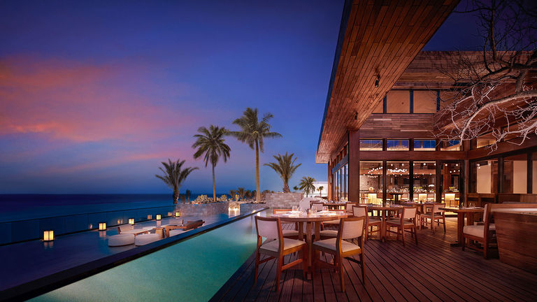 The resort’s Nobu Restaurant offers terrace dining.