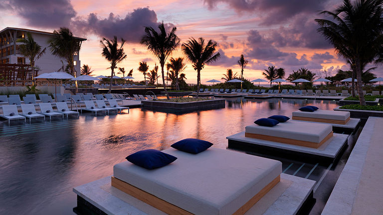 Enjoy spectacular sunsets by the pool.