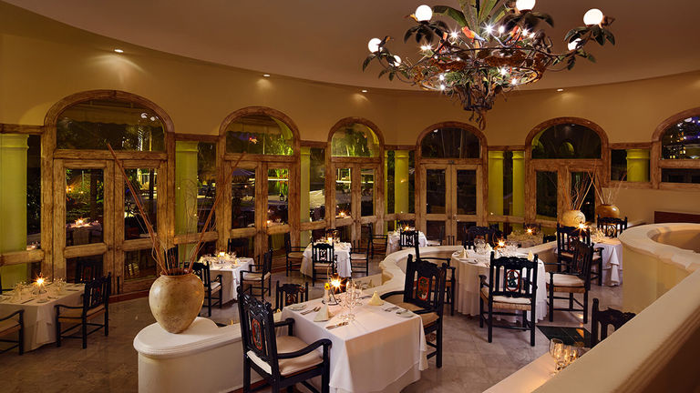 On-site Emiliano restaurant features a three-tiered dining room.