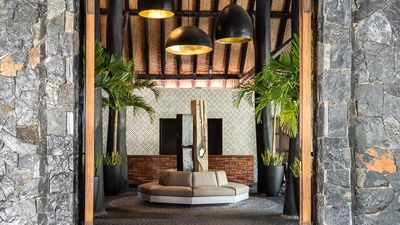 The lobby of the Thompson Zihuatanejo gives off a sophisticated ambience.