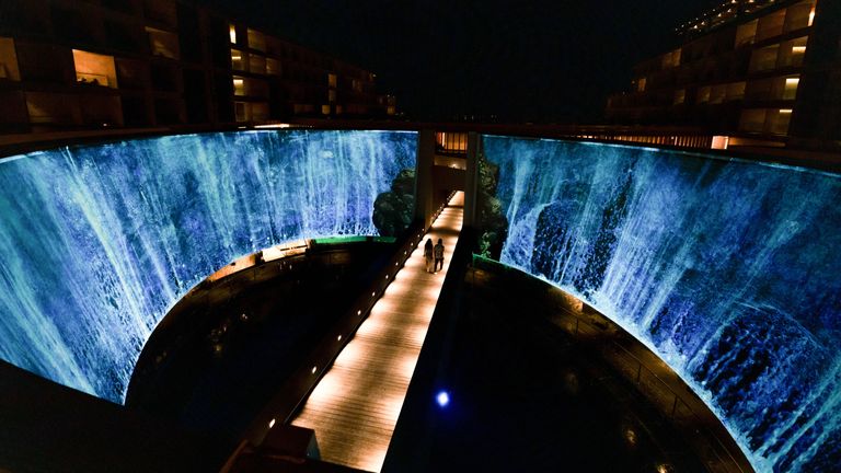 The immersive art wall at Secrets Bahia Mita Surf & Spa Resort