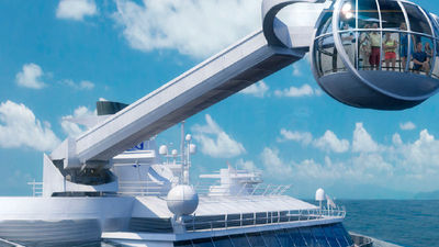 Onboard Royal Caribbean’s Anthem of the Seas, guests can take in 360-degree views from the innovative North Star capsule. // © 2014 Royal Caribbean Cruises International