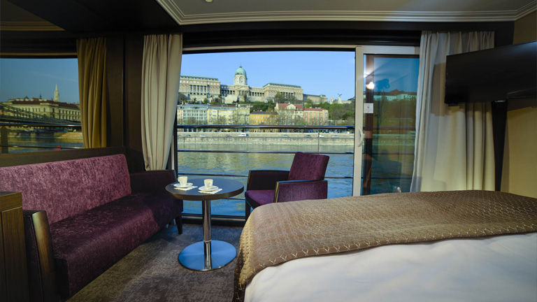 Avalon Waterways’ Panorama Suites feature floor-to-ceiling windows.