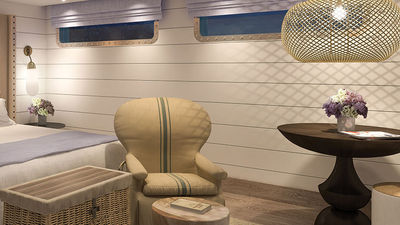 A stateroom onboard the new Belmond Lilas, which will debut in 2017 // © 2016 Belmond