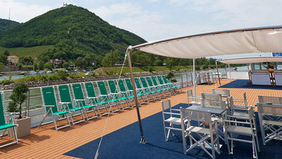 Amras Cruises wants to make its product as well known inNorth America as Amadeus Cruises is in Europe, and videos about the AmadeusBrilliant (pictured) and Amadeus Diamond give clients a clear picture ofaccommodations and public spaces. // © 2014 Amras Cruises