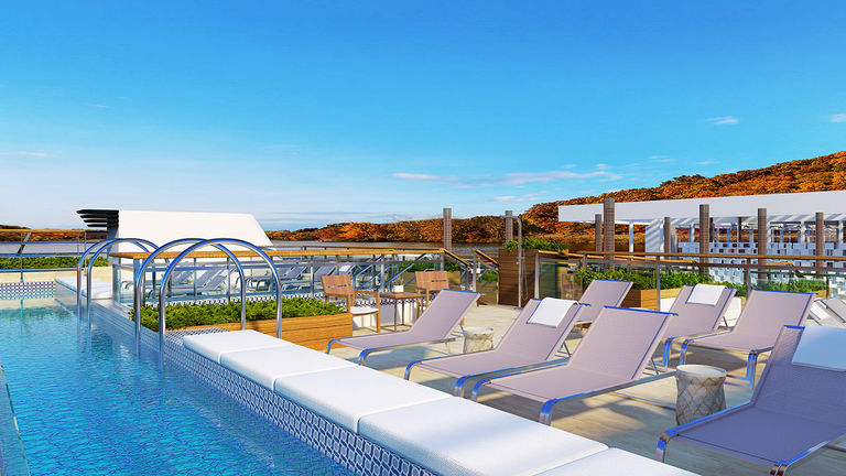 The pool deck on the upcoming riverboat, Viking Mississippi