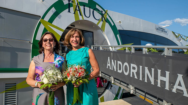 Jennifer Tombaugh, president of Tauck, and Sharyn Cannon, chief culture officer, are the ship’s godmothers.