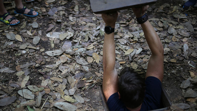 During a private tour of Cu Chi Tunnels, visitors can go underground and experience the tunnels themselves.