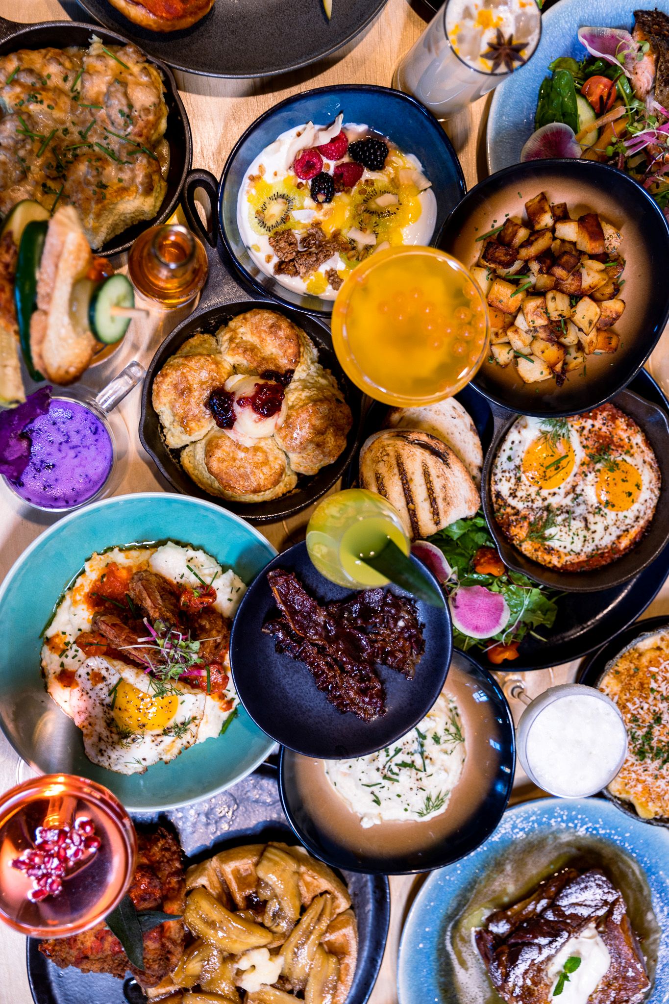 Bronzeville Winery in Chicago serves an incredible Sunday brunch, featuring dishes from shrimp and grits to brioche French toast.