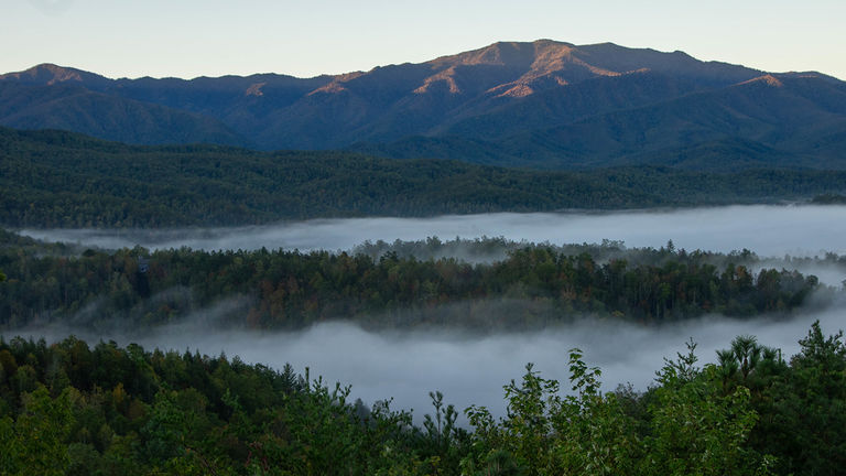 The Great Smokey Mountains stretch from Tennessee to North Carolina.