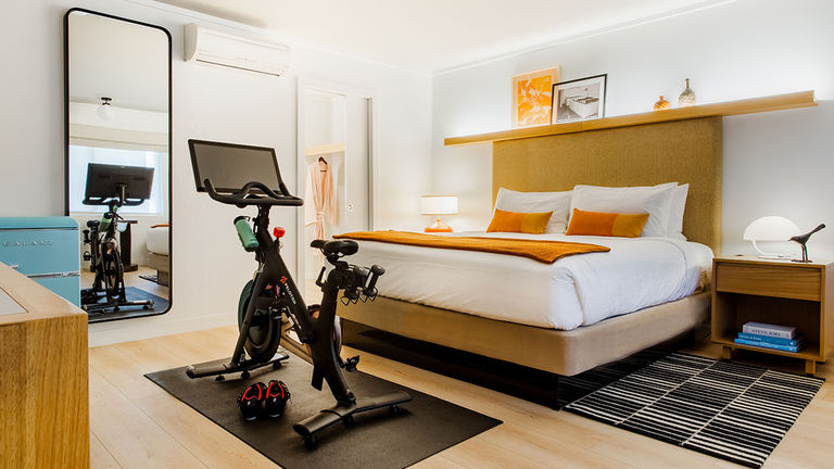 One guestroom comes equipped with a Peloton bike.