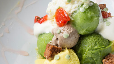 Dirt Candy’s Ice Cream Salad is just one of the unique vegetable iterations on the menu. // © 2015 Even Sung