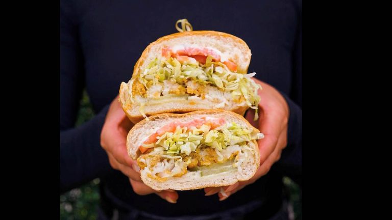 A po' boy  sandwich from family-owned restaurant Harold and Belle's