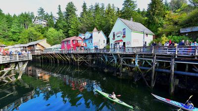 Kayakers on Ketchikan Creek can check out the town’s historic district.
