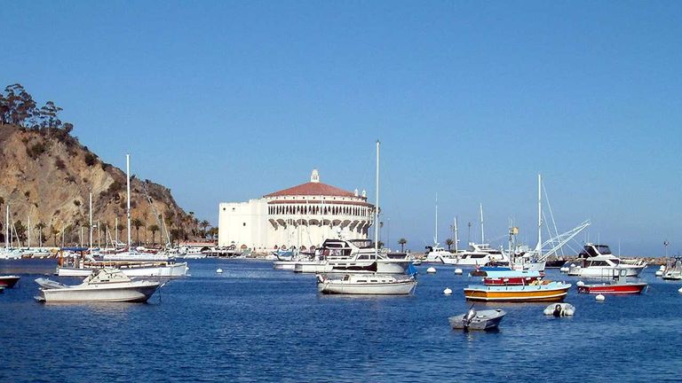 Catalina Casino Island is the most visible landmark in Avalon Bay.