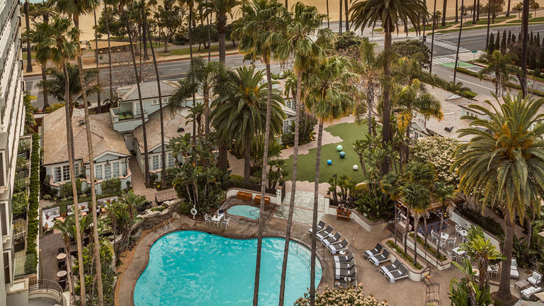 The hotel is just across the street from the Pacific Ocean.