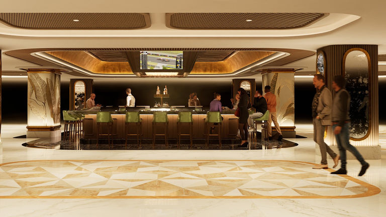 The renovated lobby will have a new bar.
