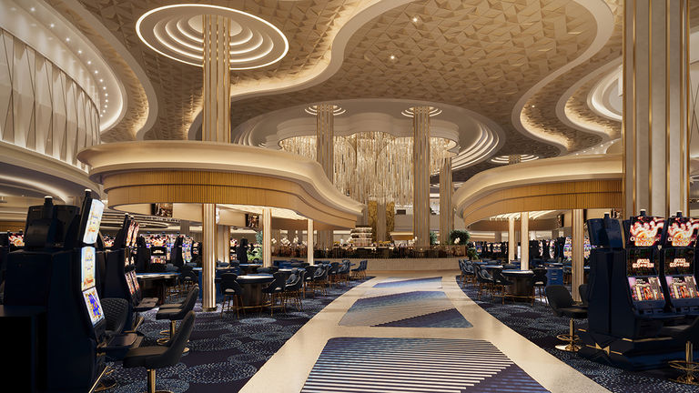 The casino features 42-foot-high ceilings.