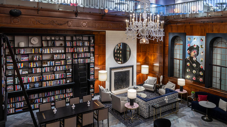 Heathman Hotel’s Library features 3,000 books signed by their authors.