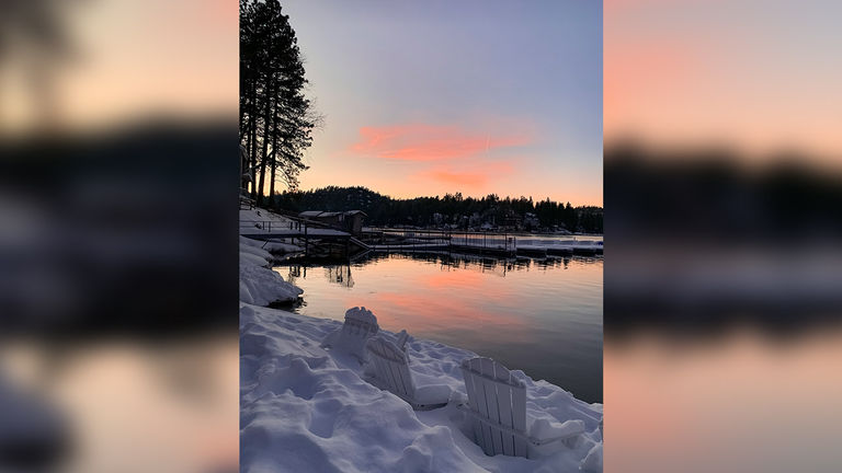 The resort’s private beach offers a different perspective of the lake in wintertime.