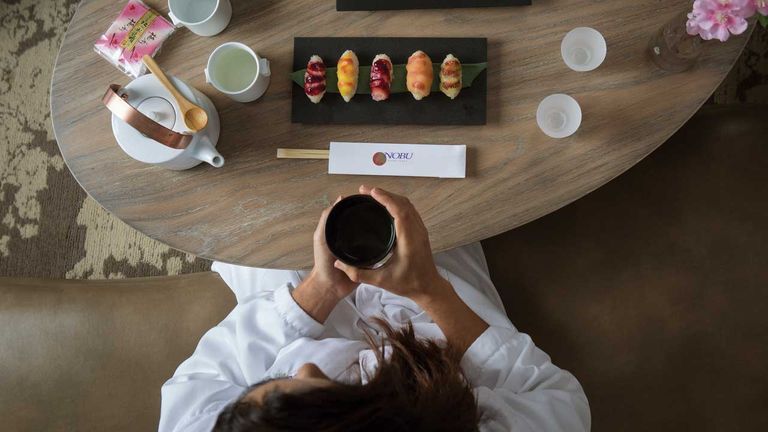 Clients can order room service from the on-site Nobu Miami restaurant.