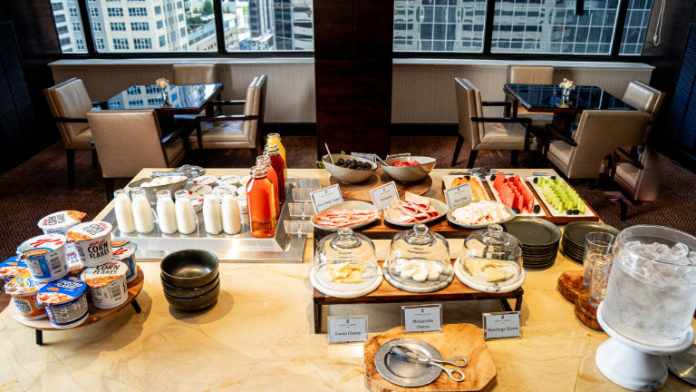 The Ritz-Carlton Club Lounge is an exclusive area for light bites and relaxation.