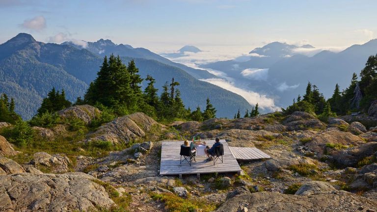 The Sip to Sky experience includes a helicopter ride to a mountain peak, plus charcuterie and drinks.