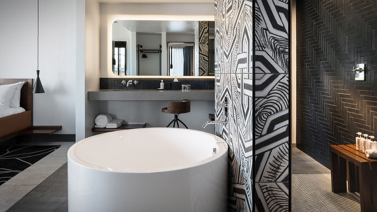 Guests at The Maven may have access to a soaking tub (pictured is the Diamond Suite’s bathroom).
