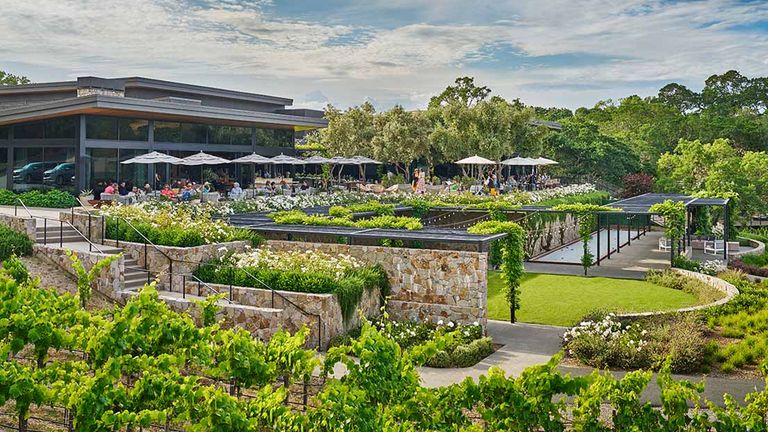 The hotel’s lobby, lobby bar and signature restaurant are located in one central building across from the spa.