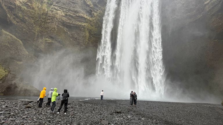 Skogafoss is one of Iceland's largest waterfalls, dropping 200 feet.