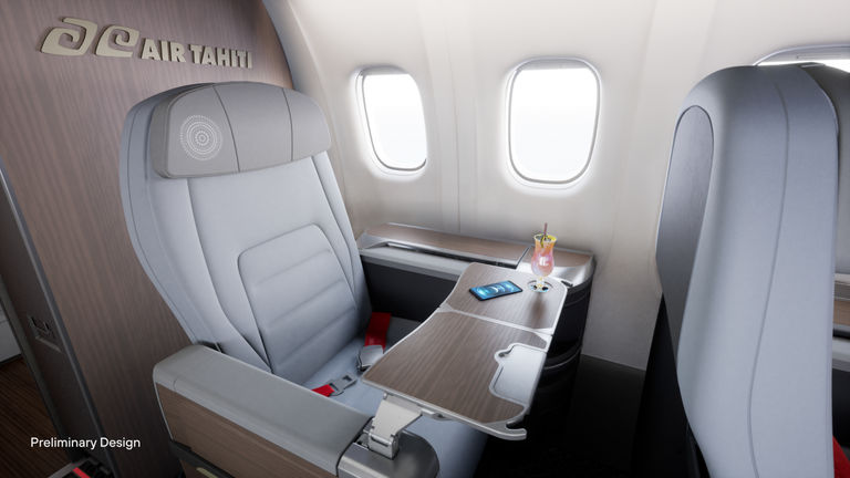 Custom-made Italian seats will be comparable in size to some international business-class offerings.